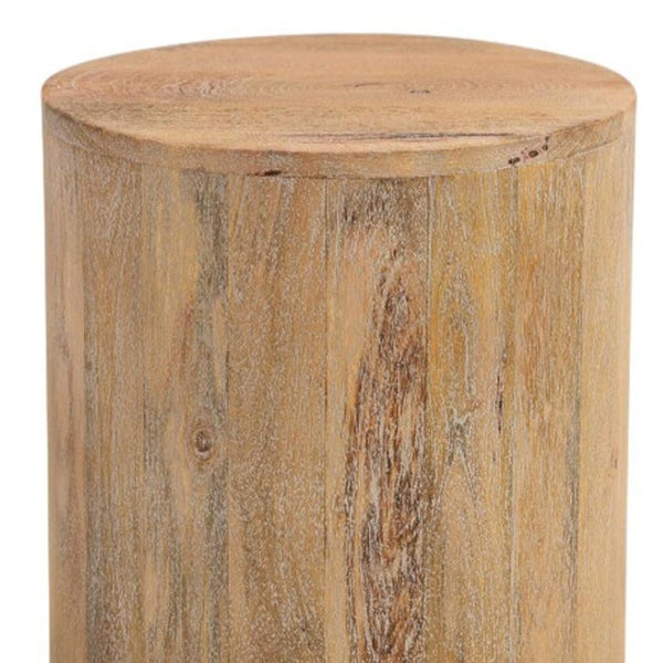 HomeRoots 18" Handcrafted Solid Wood Round End Table - Rustic Two-Tone Finish, Versatile Accent for Any Space 521944