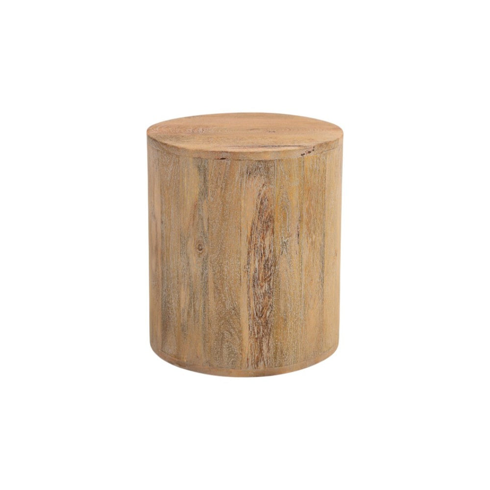 HomeRoots 18" Handcrafted Solid Wood Round End Table - Rustic Two-Tone Finish, Versatile Accent for Any Space 521944