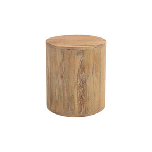 HomeRoots 18" Handcrafted Solid Wood Round End Table - Rustic Two-Tone Finish, Versatile Accent for Any Space 521944