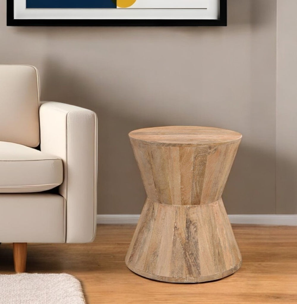 HomeRoots 18" Handcrafted Solid Wood Round End Table - Modern Minimalist Design for Versatile Home Styling 521946