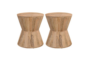 Homeroots 18" Wood Brown And Brown Wood Solid Wood Round End Table   521946