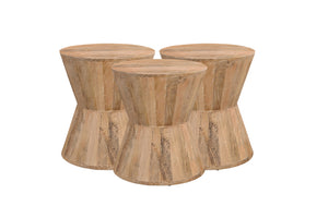 Homeroots 18" Wood Brown And Brown Wood Solid Wood Round End Table   521946