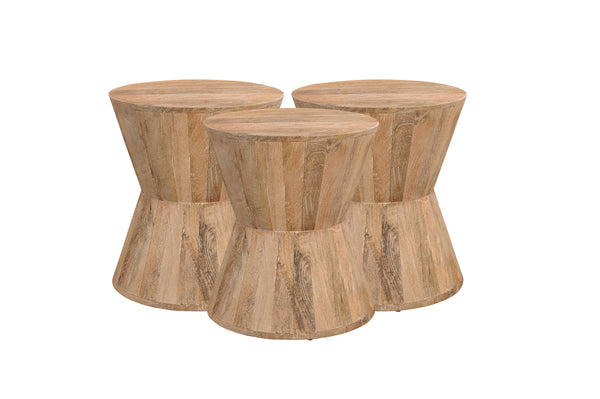 Homeroots 18" Wood Brown And Brown Wood Solid Wood Round End Table   521946