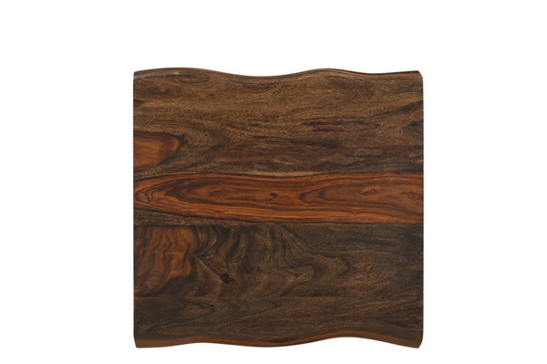 HomeRoots 23" Solid Wood Square End Table - Handcrafted Two-Tone Design with Live-Edge for Modern Interiors 521948