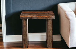 HomeRoots 23" Solid Wood Square End Table - Handcrafted Two-Tone Design with Live-Edge for Modern Interiors 521948