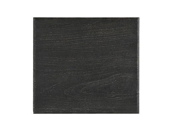 HomeRoots 24" Black Distressed Solid Wood Square End Table - Rustic Charm with Carved Details for Versatile Use 521951