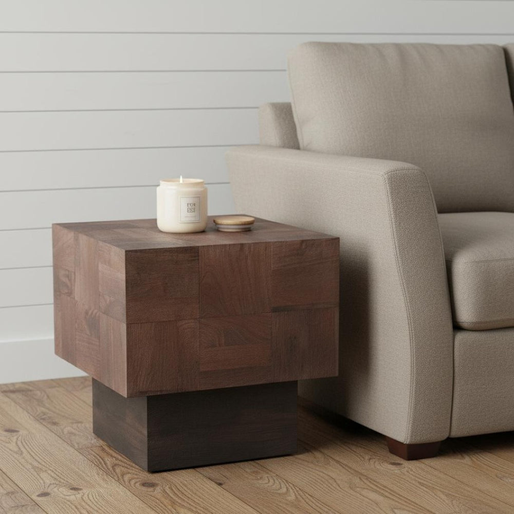 HomeRoots 22" Solid Wood Square End Table - Modern Minimalist Design with Rustic Charm for Any Room 521952