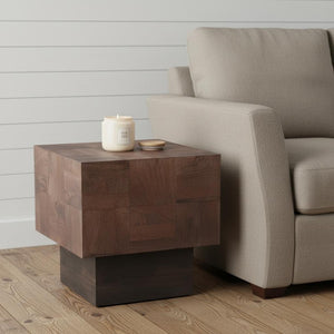 HomeRoots 22" Solid Wood Square End Table - Modern Minimalist Design with Rustic Charm for Any Room 521952