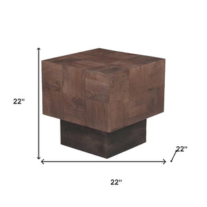 HomeRoots 22" Solid Wood Square End Table - Modern Minimalist Design with Rustic Charm for Any Room 521952
