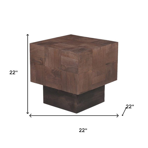 HomeRoots 22" Solid Wood Square End Table - Modern Minimalist Design with Rustic Charm for Any Room 521952