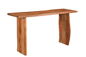 Homeroots 57" Chestnut Solid Wood Sled Console Table   521957