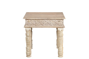 HomeRoots 24" Rustic Solid Wood Square End Table - Distressed Mango Wood for Farmhouse or Modern Décor 521958
