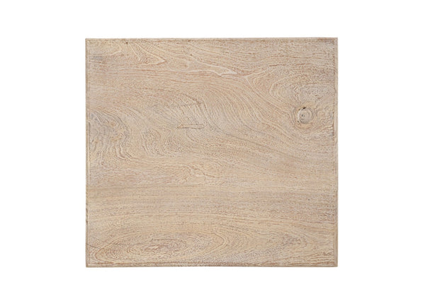 HomeRoots 24" Rustic Solid Wood Square End Table - Distressed Mango Wood for Farmhouse or Modern Décor 521958