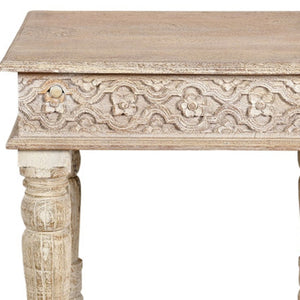 HomeRoots 24" Rustic Solid Wood Square End Table - Distressed Mango Wood for Farmhouse or Modern Décor 521958