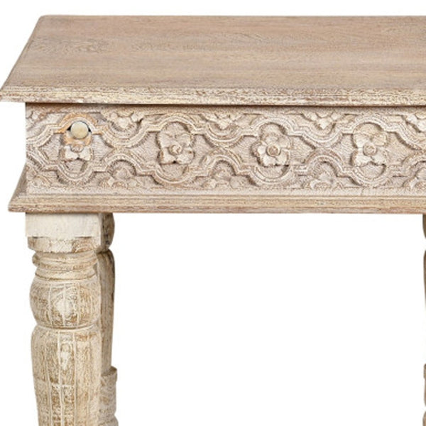 HomeRoots 24" Rustic Solid Wood Square End Table - Distressed Mango Wood for Farmhouse or Modern Décor 521958