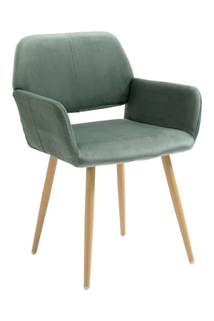 Homeroots Green Upholstered Velvet Open Back Dining Chair  Metal And Wood 521960
