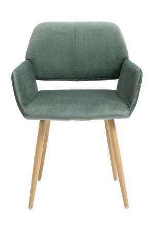 Homeroots Green Upholstered Velvet Open Back Dining Chair  Metal And Wood 521960
