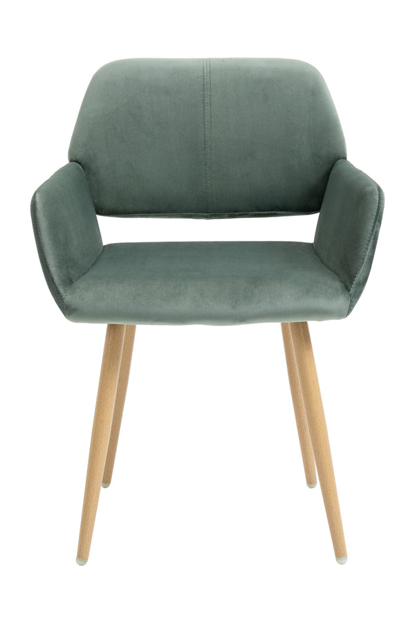 Homeroots Green Upholstered Velvet Open Back Dining Chair  Metal And Wood 521960