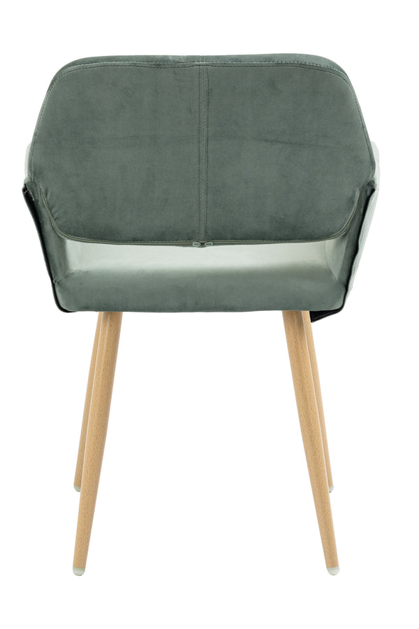 Homeroots Green Upholstered Velvet Open Back Dining Chair  Metal And Wood 521960