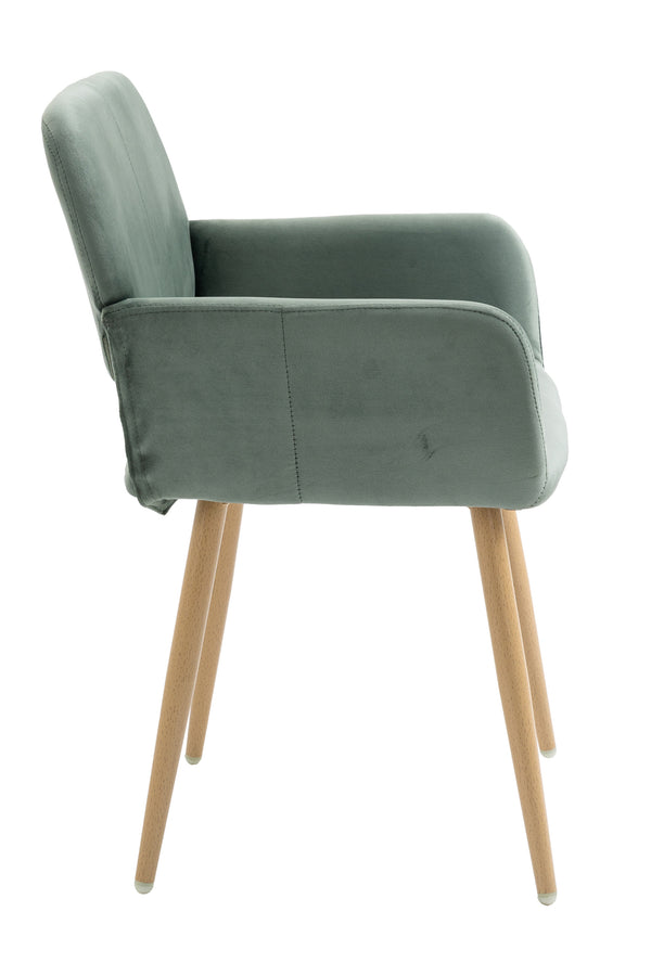 Homeroots Green Upholstered Velvet Open Back Dining Chair  Metal And Wood 521960