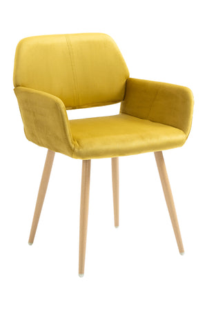 Homeroots Yellow Upholstered Velvet Open Back Dining Chair  Metal And Wood 521961