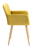 Homeroots Yellow Upholstered Velvet Open Back Dining Chair  Metal And Wood 521961