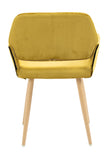 Homeroots Yellow Upholstered Velvet Open Back Dining Chair  Metal And Wood 521961