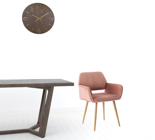 Homeroots Pink Upholstered Velvet Open Back Dining Chair  Metal And Wood 521962