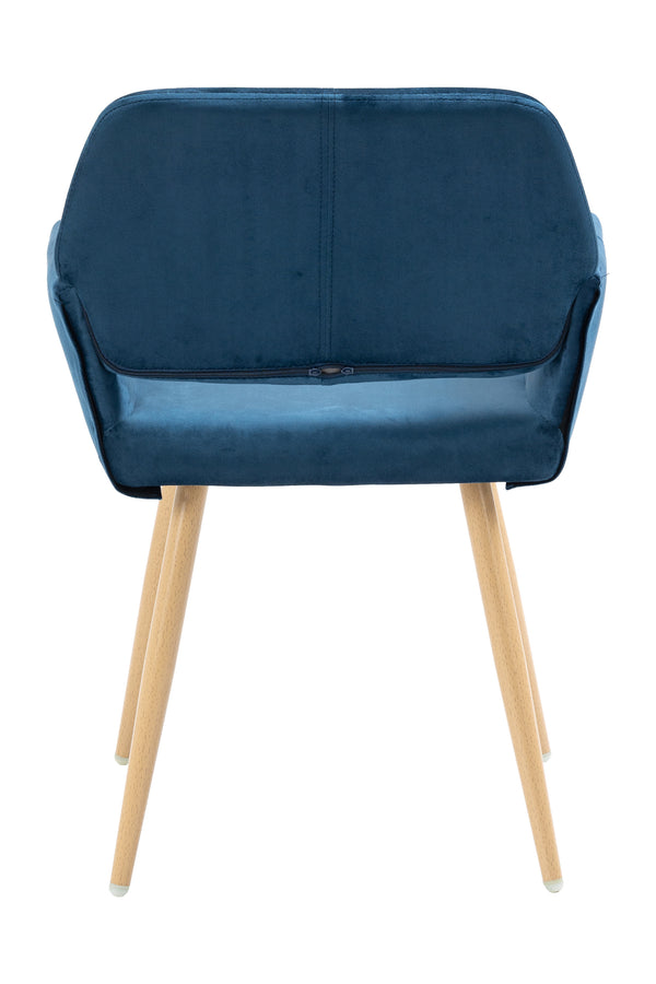 Homeroots Blue Upholstered Velvet Open Back Dining Chair  Metal And Wood 521963