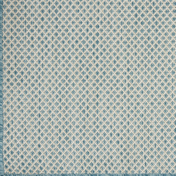 Homeroots 9' X 12' Aqua And Ivory Indoor Outdoor Area Rug  Polypropylene 521969