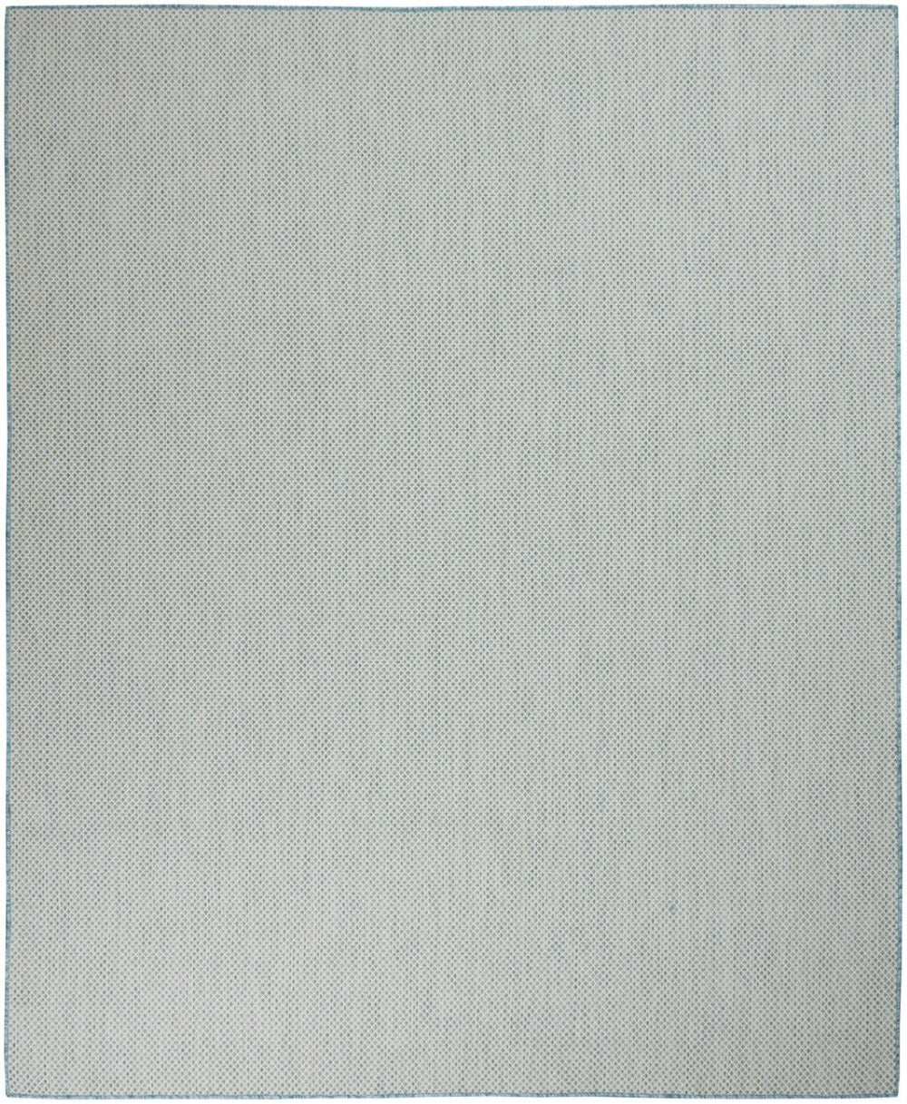 HomeRoots 9' X 12' Aqua and Ivory Indoor Outdoor Area Rug – Durable, Easy-Care, Kid & Pet-Friendly Design for Any Space 521969