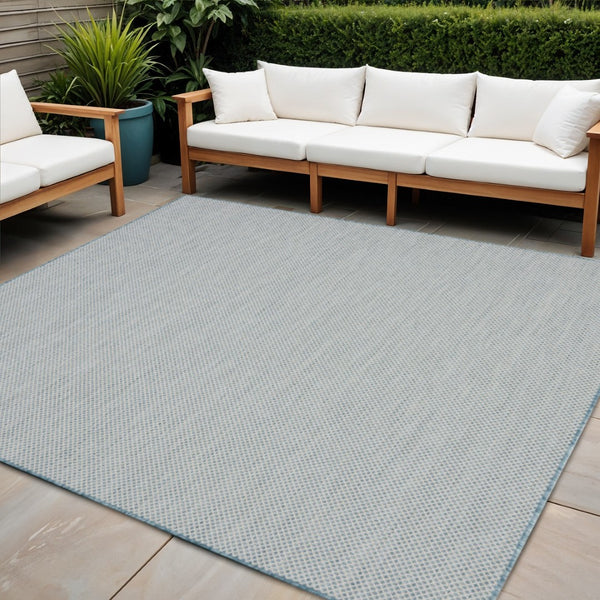 HomeRoots 8' Aqua and Ivory Square Area Rug - Durable, Stylish, Easy-Care Floor Covering for Indoor & Outdoor Use 521971