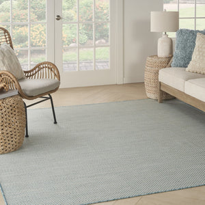 HomeRoots 8' Aqua and Ivory Square Area Rug - Durable, Stylish, Easy-Care Floor Covering for Indoor & Outdoor Use 521971