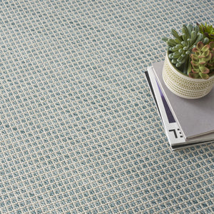 HomeRoots 8' Aqua and Ivory Square Area Rug - Durable, Stylish, Easy-Care Floor Covering for Indoor & Outdoor Use 521971