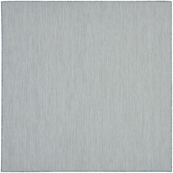 HomeRoots 8' Aqua and Ivory Square Area Rug - Durable, Stylish, Easy-Care Floor Covering for Indoor & Outdoor Use 521971