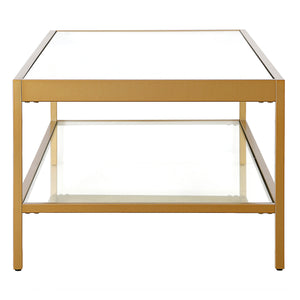 Homeroots 54" Clear And Gold Glass And Steel Coffee Table With Shelf   521979