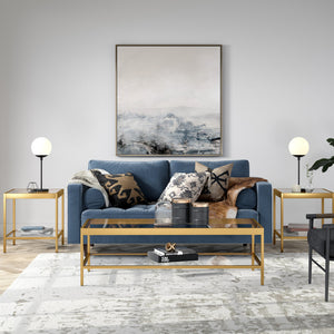 Homeroots 54" Clear And Gold Glass And Steel Coffee Table With Shelf   521979