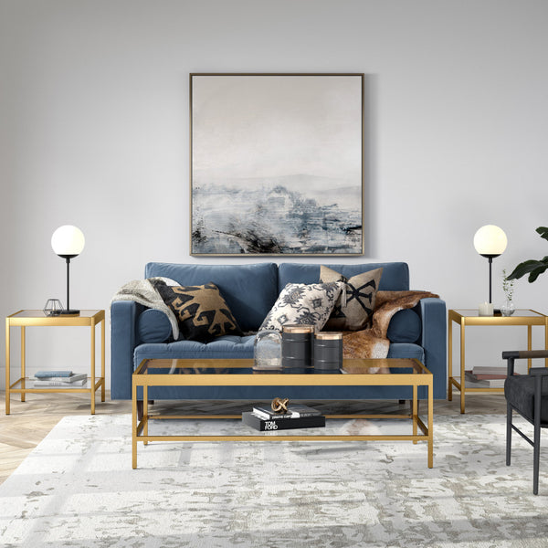 Homeroots 54" Clear And Gold Glass And Steel Coffee Table With Shelf   521979