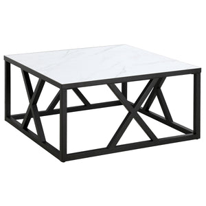 Homeroots 35" White And Black Steel Square Coffee Table   521980