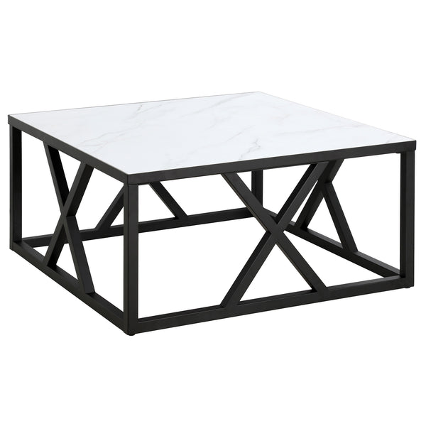 Homeroots 35" White And Black Steel Square Coffee Table   521980