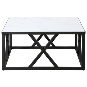 Homeroots 35" White And Black Steel Square Coffee Table   521980