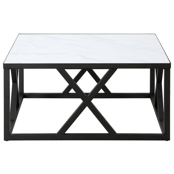 Homeroots 35" White And Black Steel Square Coffee Table   521980