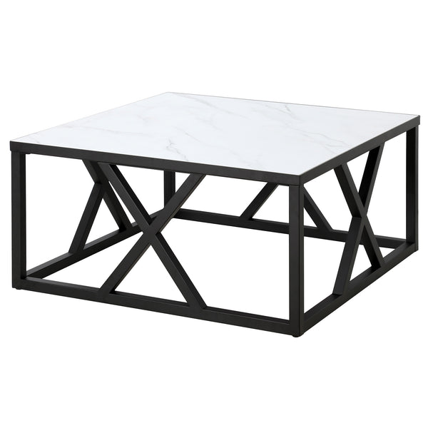 Homeroots 35" White And Black Steel Square Coffee Table   521980