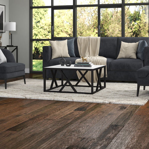 Homeroots 35" White And Black Steel Square Coffee Table   521980