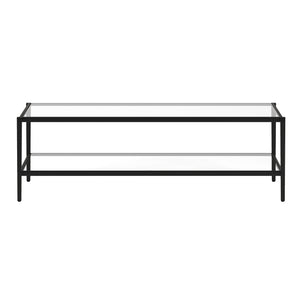 Homeroots 54" Black Glass And Steel Coffee Table With Shelf   521981