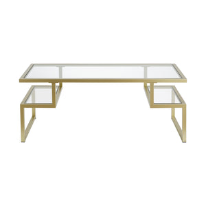 Homeroots 45" Gold Glass And Steel Coffee Table With Two Shelves   521985