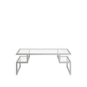 Homeroots 45" Silver Glass And Steel Coffee Table With Two Shelves   521986