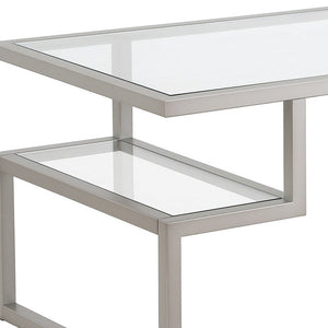 Homeroots 45" Silver Glass And Steel Coffee Table With Two Shelves   521986