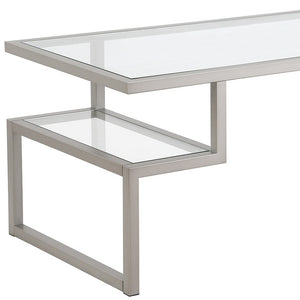 Homeroots 45" Silver Glass And Steel Coffee Table With Two Shelves   521986