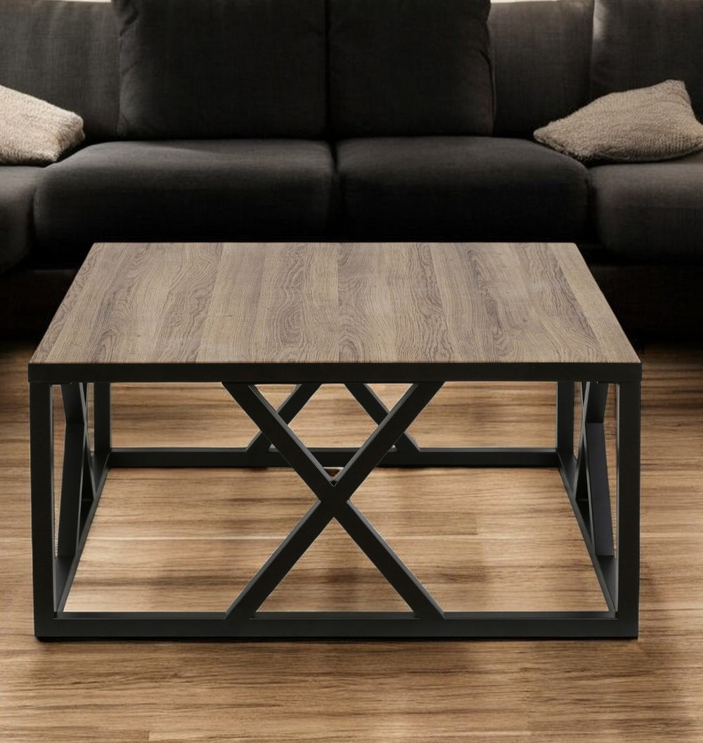 Homeroots 35" Black Steel Square Coffee Table   521995